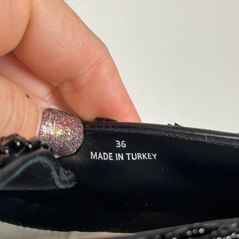 Alice + Olivia Womens Beaded Slip On Sneaker Shoe Black 36 Leather‎ Point Toe